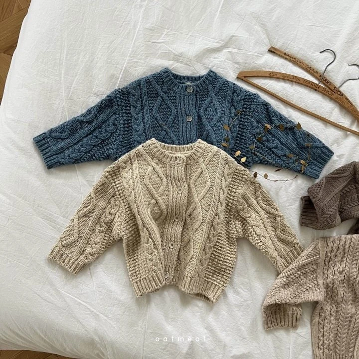 Oatmeal - Korean Children Fashion - #stylishchildhood - Lamong Knit Cardigan - 3