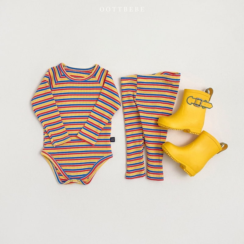 Oott Bebe - Korean Baby Fashion - #babyclothing - Colorful Romper+Leggings Set