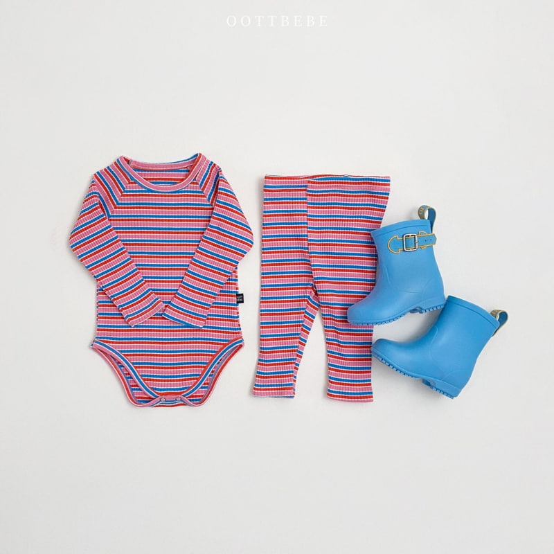 Oott Bebe - Korean Baby Fashion - #babyfashion - Colorful Romper+Leggings Set - 2