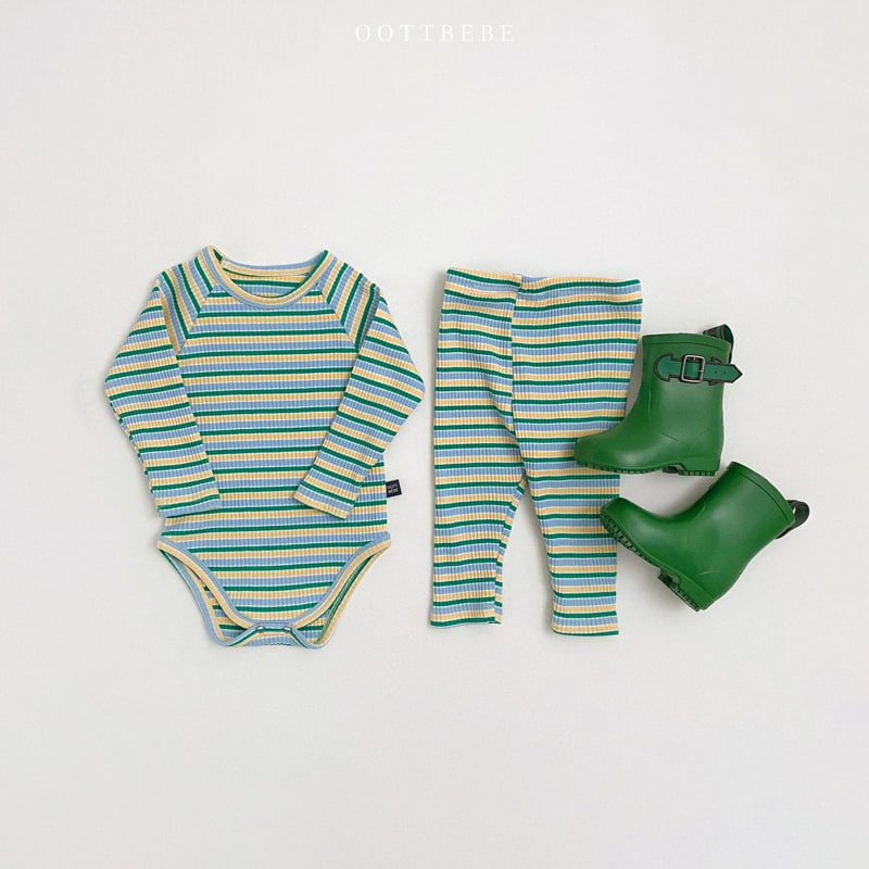 Oott Bebe - Korean Baby Fashion - #babyfever - Colorful Romper+Leggings Set - 4