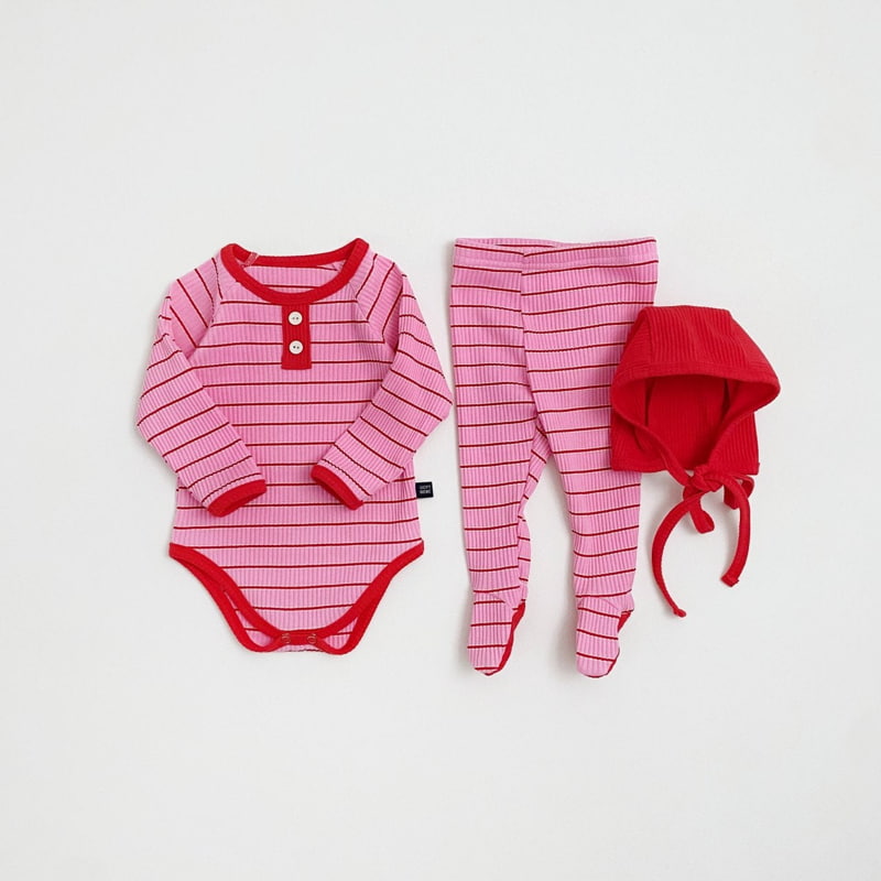 Oott Bebe - Korean Baby Fashion - #babylifestyle - Color Stripe 3 Pieces Set - 2