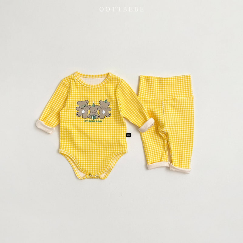 Oott Bebe - Korean Baby Fashion - #babylifestyle - Party Bear Romper+Leggings Set