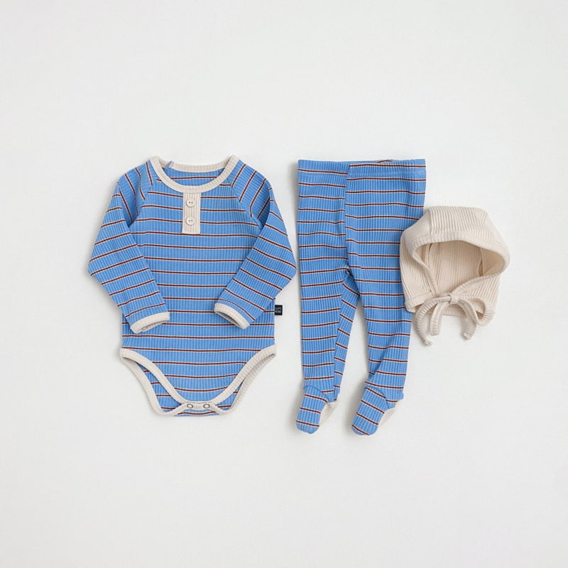 Oott Bebe - Korean Baby Fashion - #babyoninstagram - Color Stripe 3 Pieces Set - 3