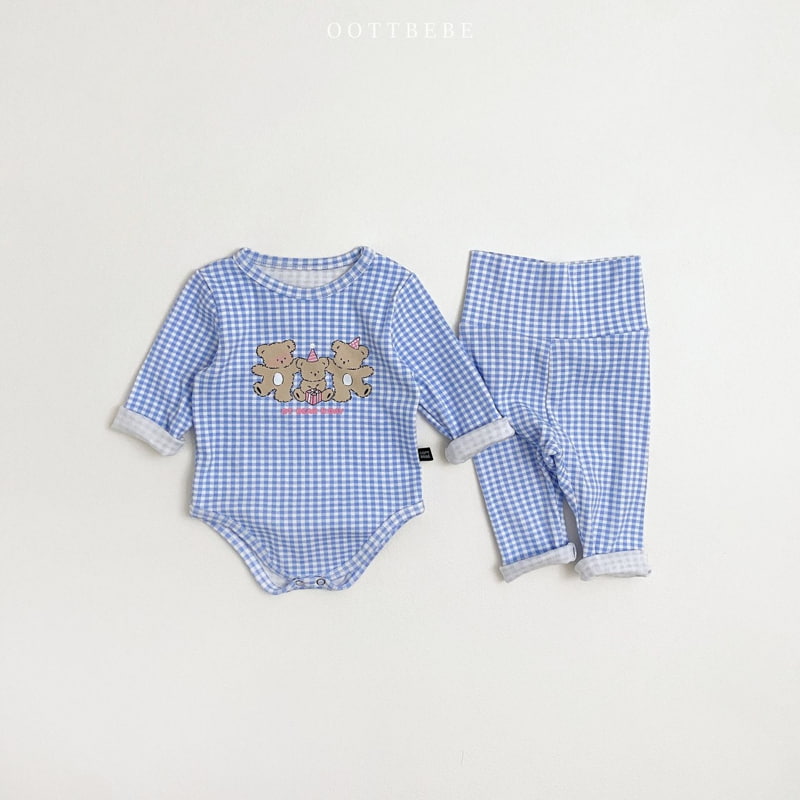 Oott Bebe - Korean Baby Fashion - #babyoninstagram - Party Bear Romper+Leggings Set - 2