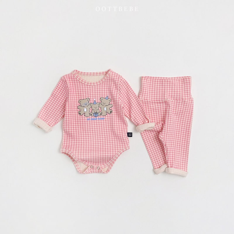 Oott Bebe - Korean Baby Fashion - #babyootd - Party Bear Romper+Leggings Set - 3