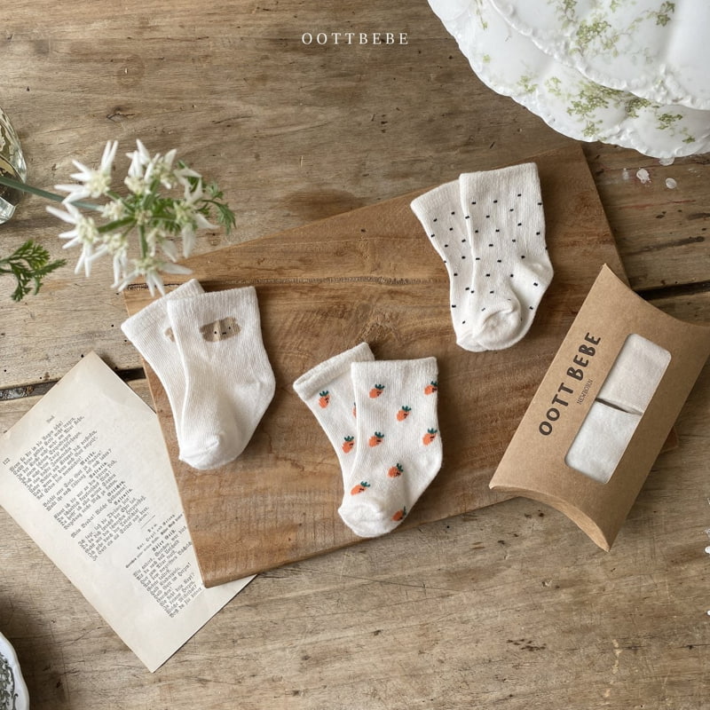 Oott Bebe - Korean Baby Fashion - #babyoutfit - New Born Socks (pattern set of 3)