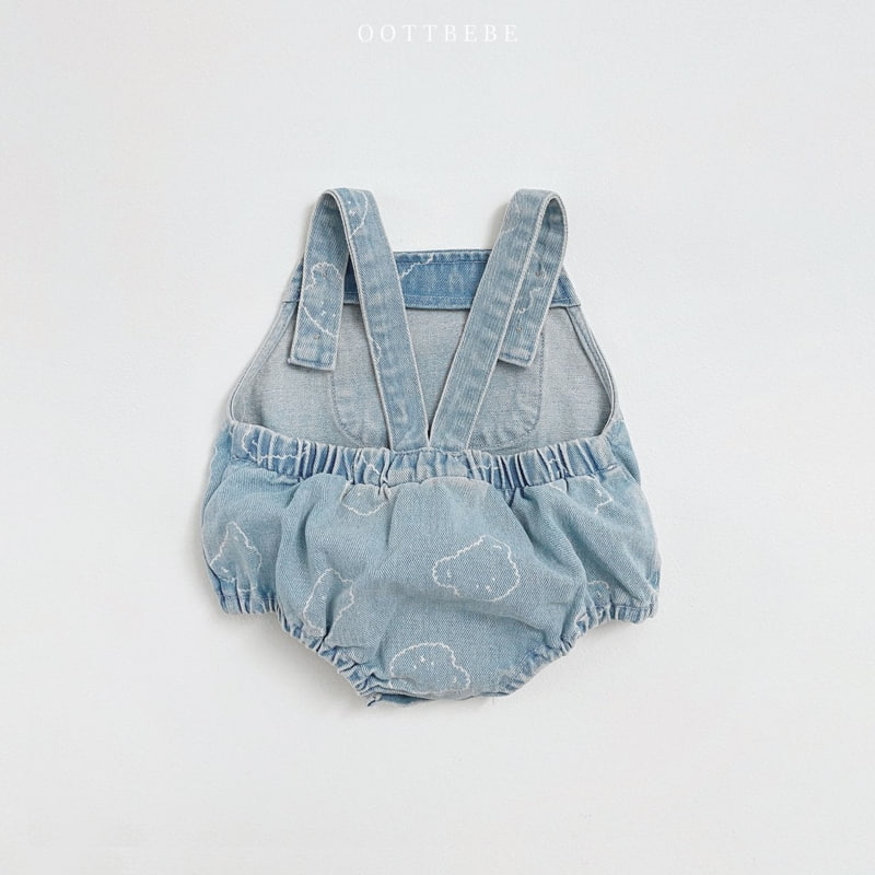 Oott Bebe - Korean Baby Fashion - #babywear - Bear Denim Suspender Bodysuit - 12