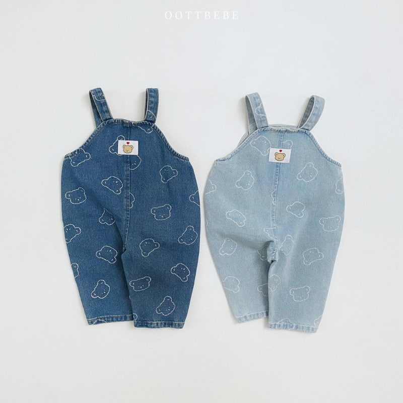 Oott Bebe - Korean Children Fashion - #Kfashion4kids - Bear Denim Overalls - 8