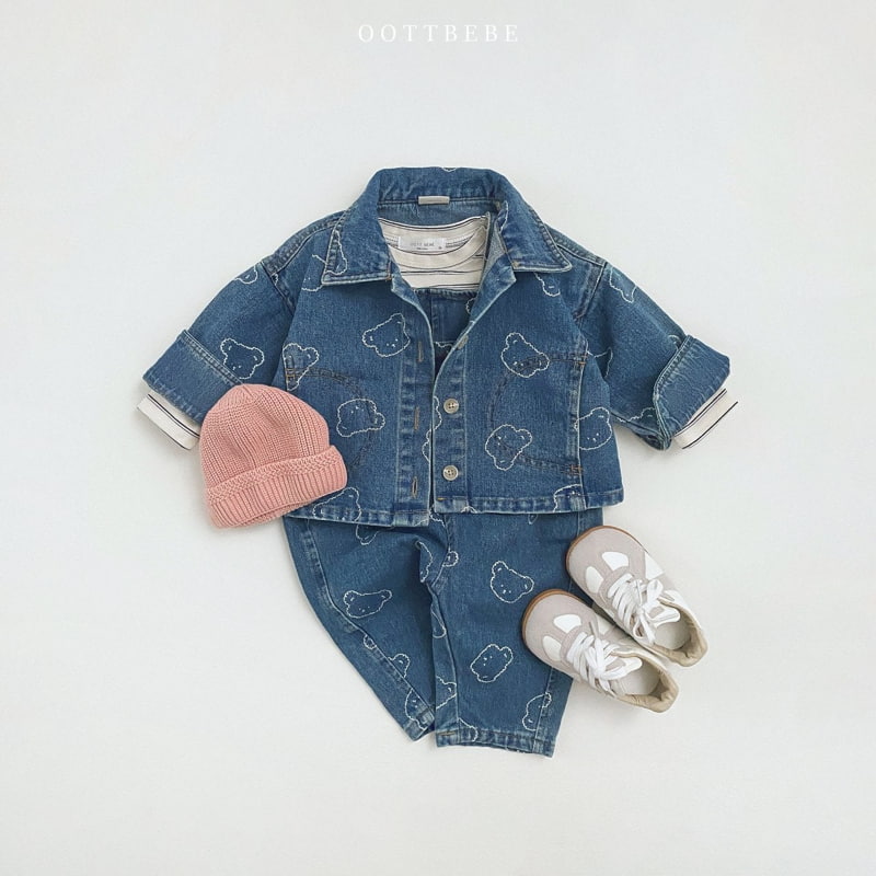 Oott Bebe - Korean Children Fashion - #Kfashion4kids - Bear Denim Jacket - 6