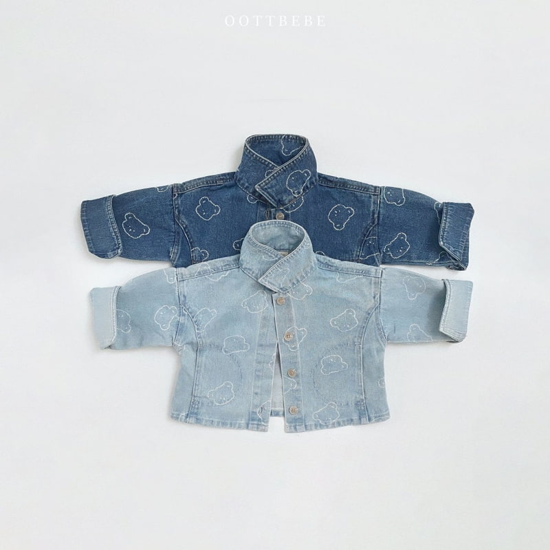 Oott Bebe - Korean Children Fashion - #childofig - Bear Denim Jacket - 11