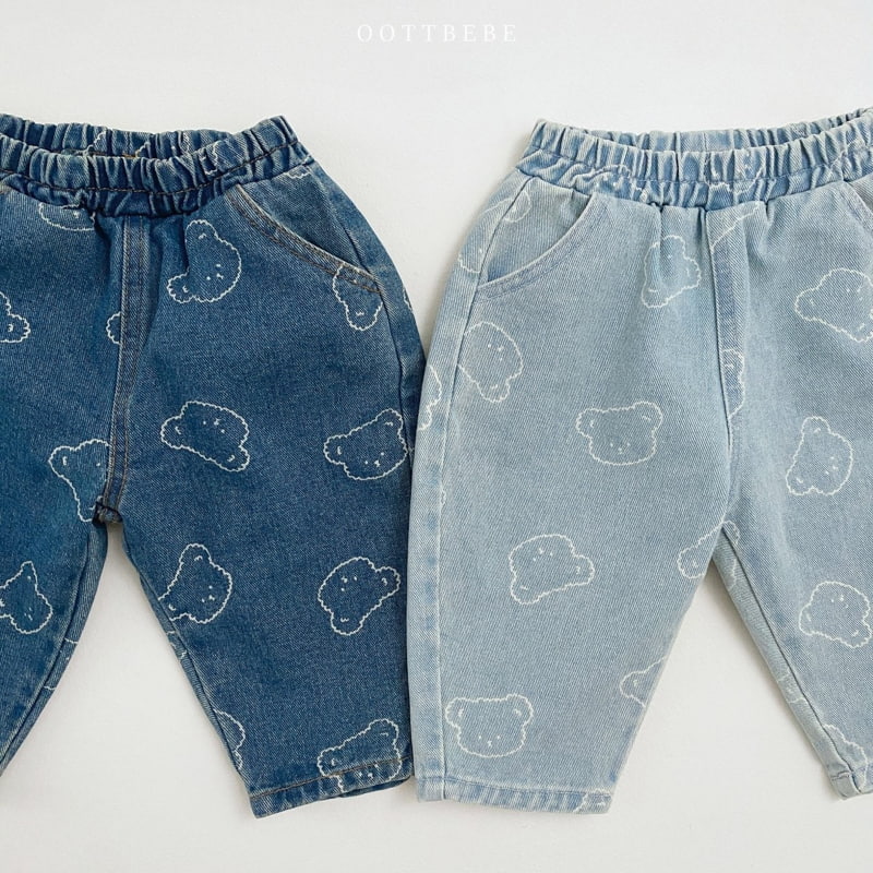 Oott Bebe - Korean Children Fashion - #designkidswear - Bear Denim Baggy Pants