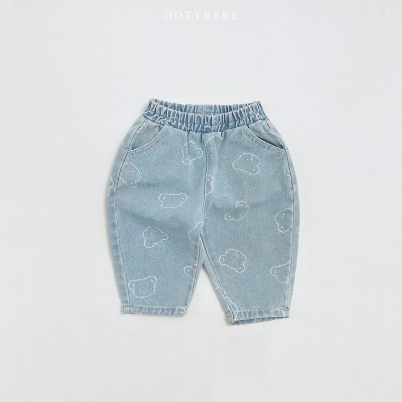 Oott Bebe - Korean Children Fashion - #discoveringself - Bear Denim Baggy Pants - 2