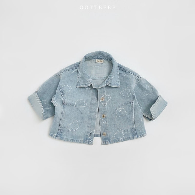 Oott Bebe - Korean Children Fashion - #discoveringself - Bear Denim Jacket