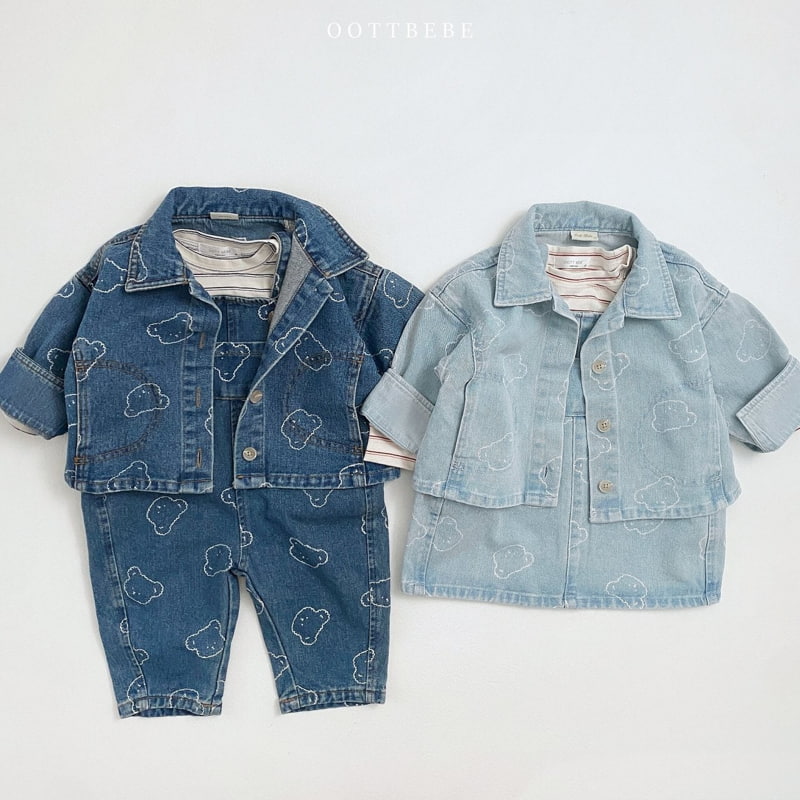 Oott Bebe - Korean Children Fashion - #kidsshorts - Bear Denim Jacket - 3