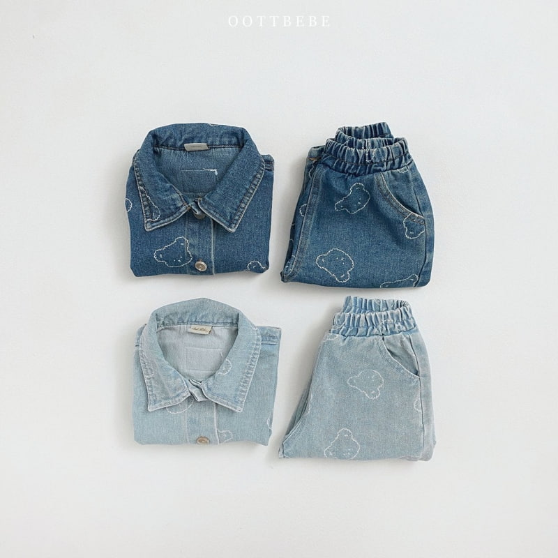 Oott Bebe - Korean Children Fashion - #kidsshorts - Bear Denim Jacket - 4