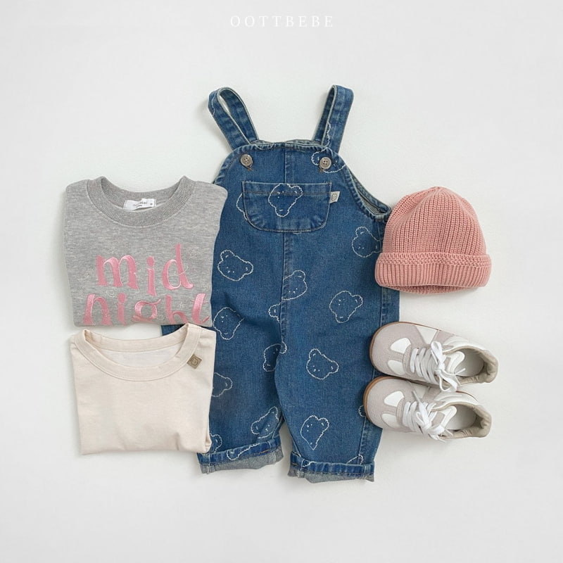 Oott Bebe - Korean Children Fashion - #kidzfashiontrend - Bear Denim Overalls - 7