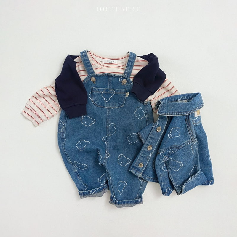 Oott Bebe - Korean Children Fashion - #magicofchildhood - Bear Denim Overalls - 10