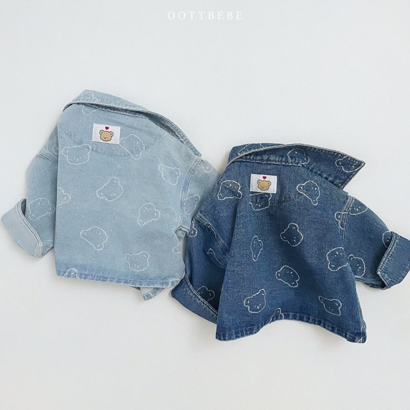 Oott Bebe - Korean Children Fashion - #magicofchildhood - Bear Denim Jacket - 8