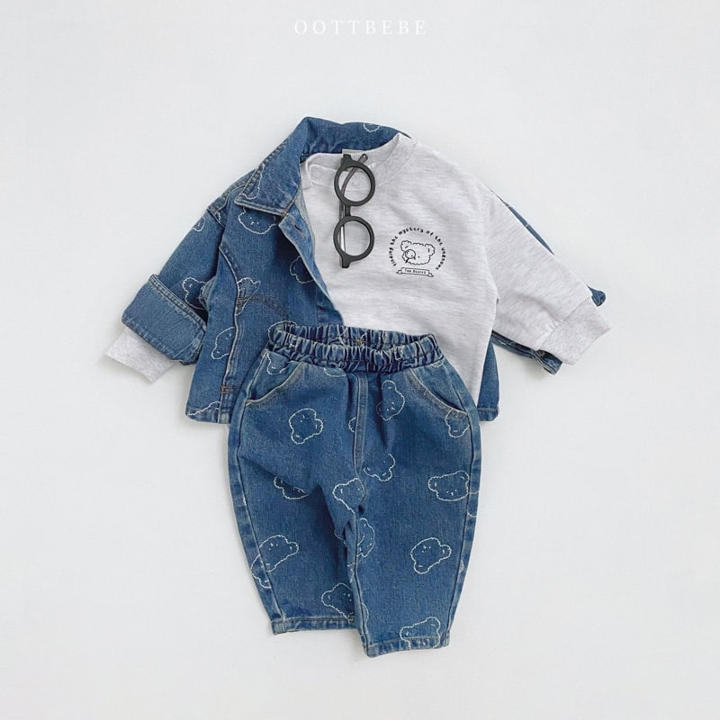 Oott Bebe - Korean Children Fashion - #minifashionista - Bear Denim Baggy Pants - 10