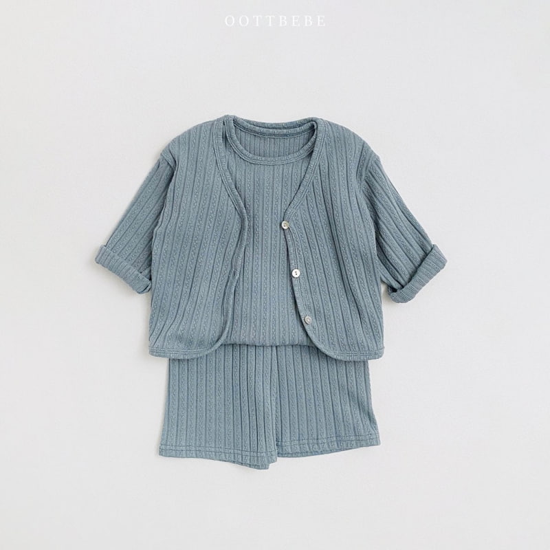 Oott Bebe - Korean Children Fashion - #todddlerfashion - Eyelet Knit Set  - 2