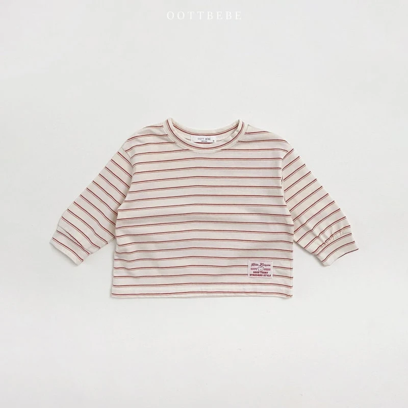 Oott Bebe - Korean Children Fashion - #todddlerfashion - Two Tone Stripe Banding Tee - 7