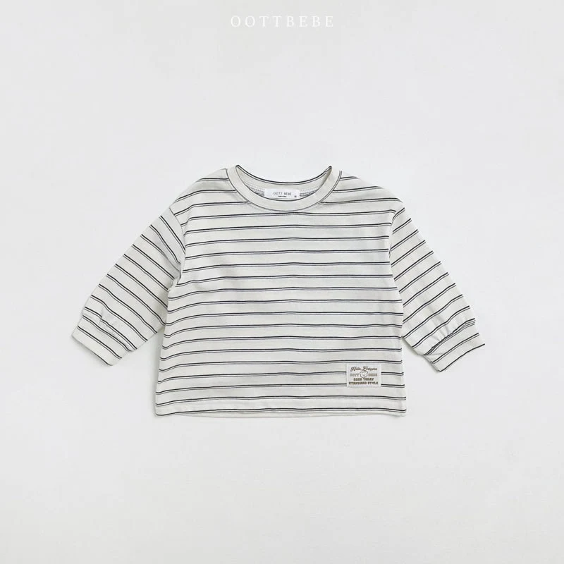 Oott Bebe - Korean Children Fashion - #toddlerclothing - Two Tone Stripe Banding Tee - 8