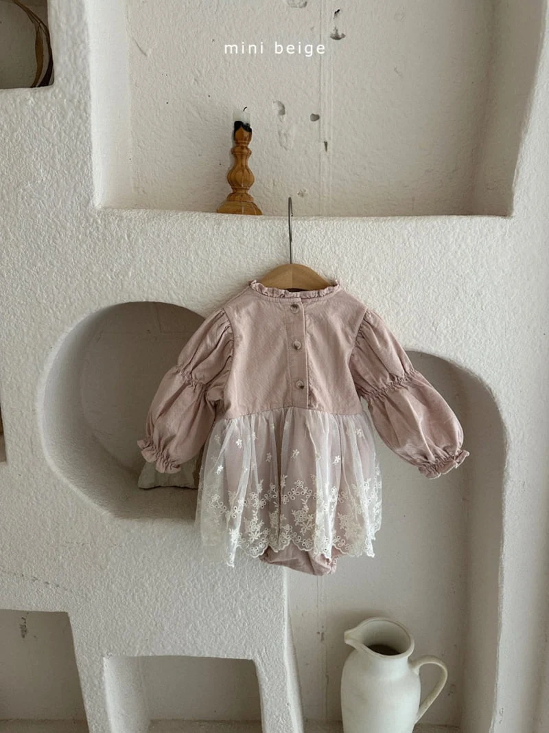 The Beige - Korean Baby Fashion - #babyboutique - Mesh Lace Skirt Bodysuit - 9