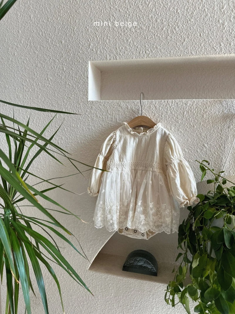 The Beige - Korean Baby Fashion - #babyboutiqueclothing - Mesh Lace Skirt Bodysuit - 10