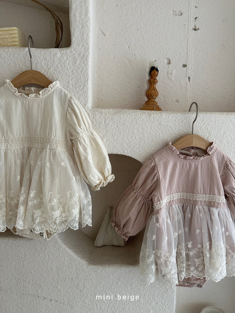 The Beige - Korean Baby Fashion - #babyfashion - Mesh Lace Skirt Bodysuit - 12