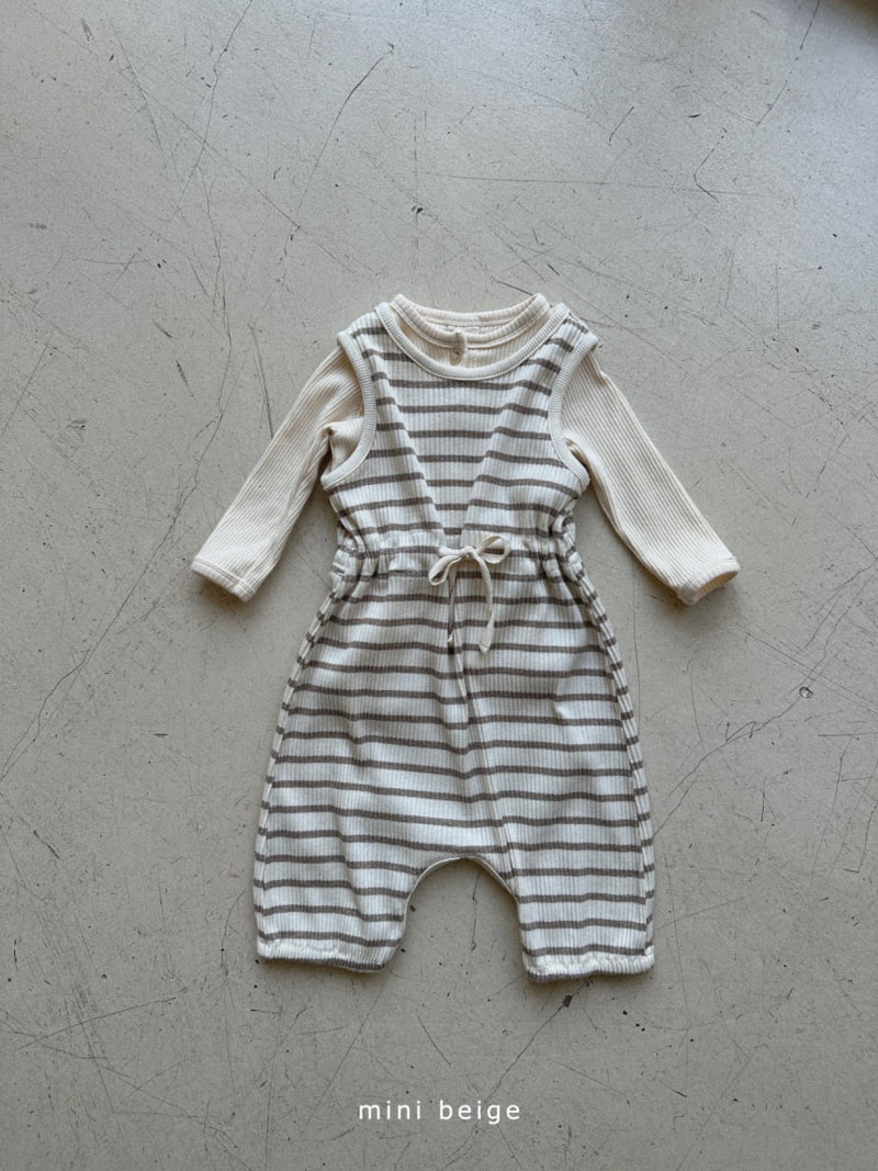 The Beige - Korean Baby Fashion - #babyfever - String Long Pants Romper - 5