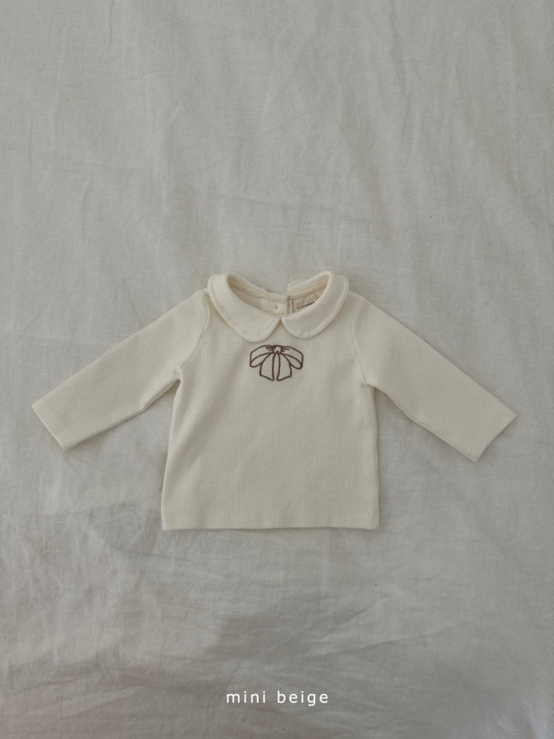 The Beige - Korean Baby Fashion - #babylifestyle - Ribbon Rib Collar Tee