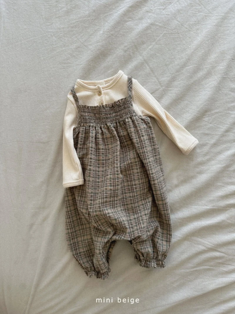 The Beige - Korean Baby Fashion - #babyoutfit - Smocked Check Bodysuit - 8