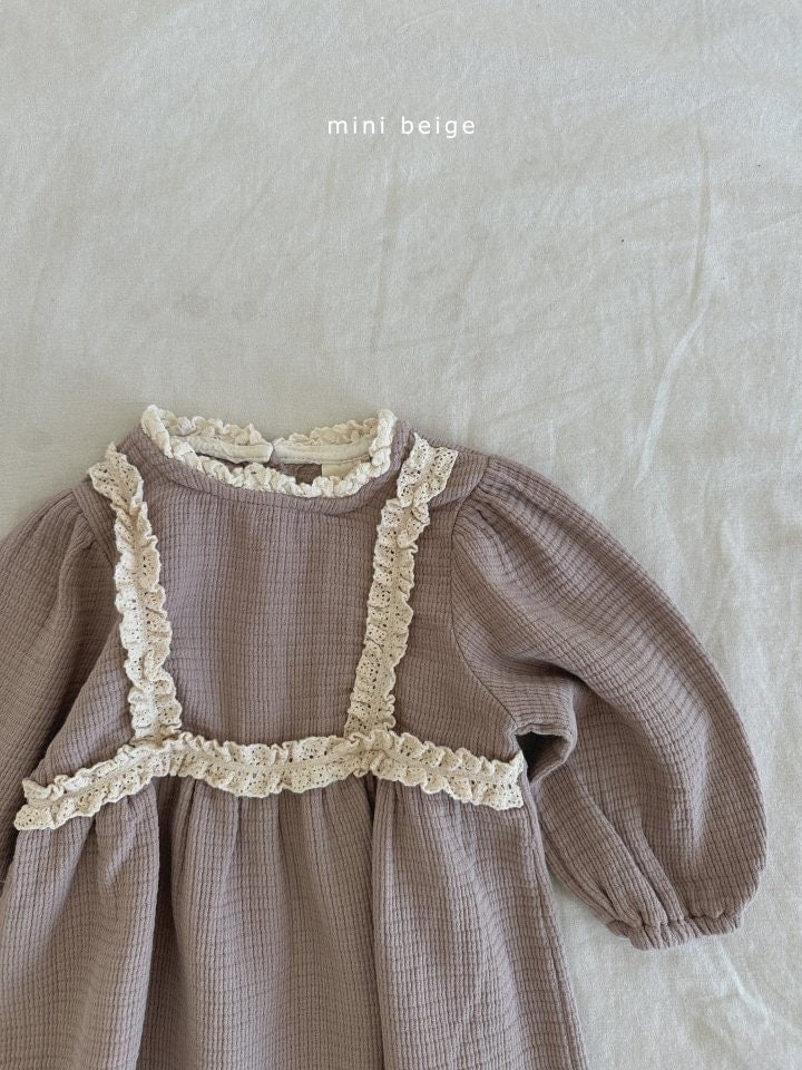 The Beige - Korean Baby Fashion - #babyootd - Fall Lace Long Bodysuit - 4