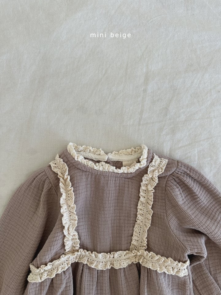 The Beige - Korean Baby Fashion - #babyoutfit - Fall Lace Long Bodysuit - 5