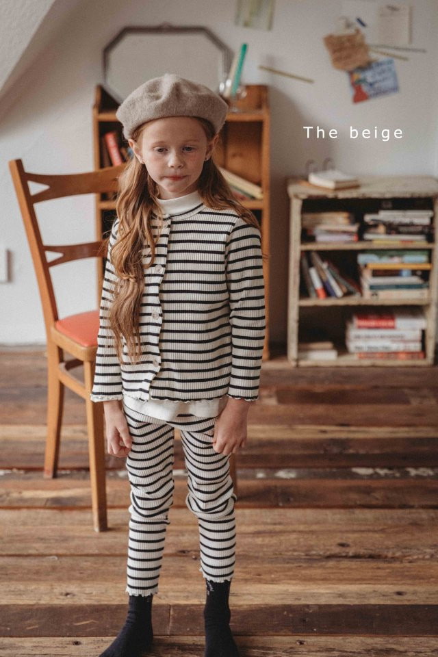 The Beige - Korean Children Fashion - #kidsshorts - Stripe Slim Cardigan - 7