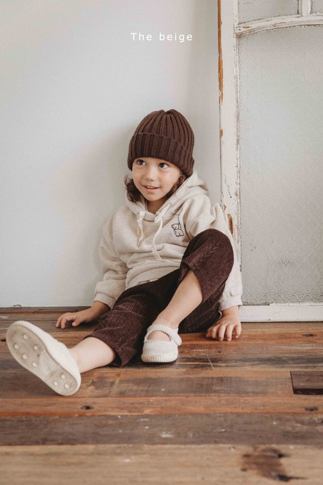 The Beige - Korean Children Fashion - #toddlerclothing - Bear Embroidery Hoodie - 3