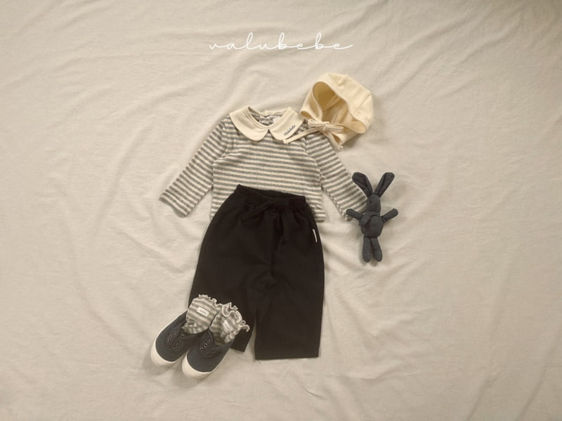 Valu Bebe - Korean Baby Fashion - #smilingbaby - Bebe Stripe Puff Collar Tee - 4