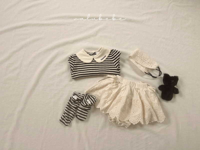 Valu Bebe - Korean Baby Fashion - #babyfever - Bebe Stripe Puff Collar Tee - 8