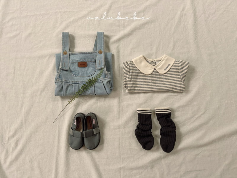 Valu Bebe - Korean Baby Fashion - #babyfever - Pumpkin Denim Suspender Pants - 10