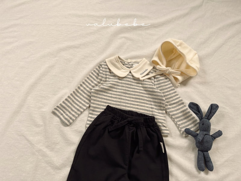 Valu Bebe - Korean Baby Fashion - #babygirlfashion - Bebe Stripe Puff Collar Tee - 9