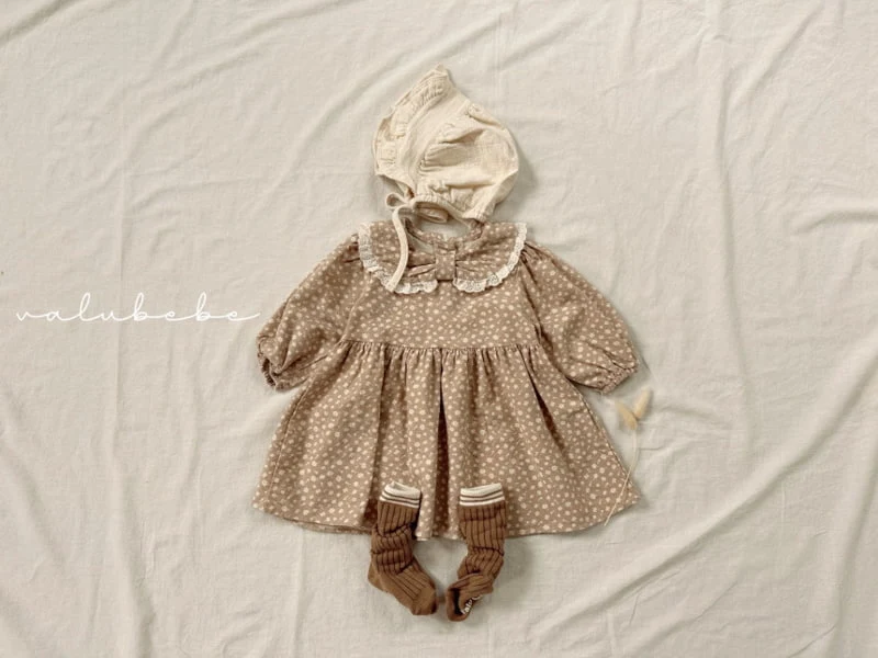 Valu Bebe - Korean Baby Fashion - #babygirlfashion - Bebe Flower Collar One-piece - 2