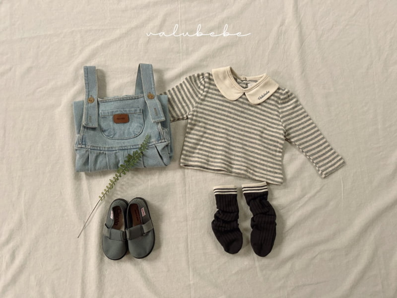 Valu Bebe - Korean Baby Fashion - #babylifestyle - Bebe Stripe Puff Collar Tee - 10