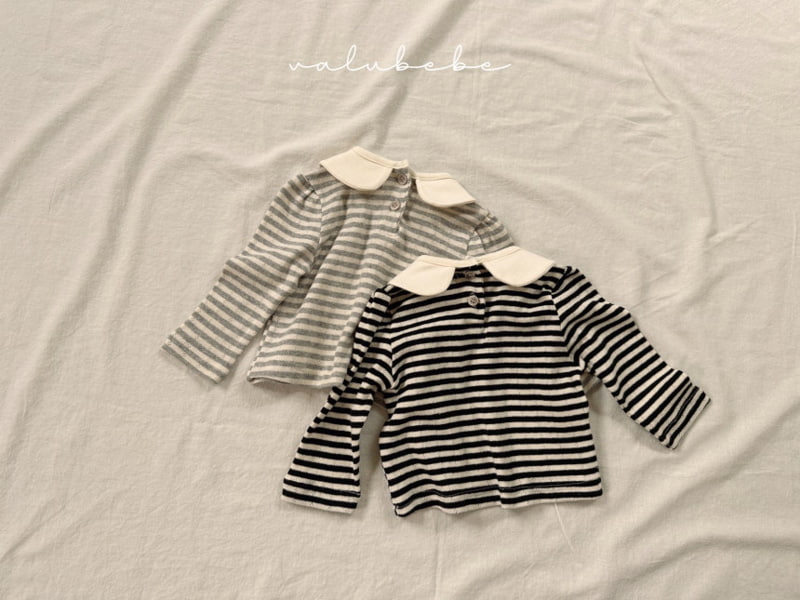 Valu Bebe - Korean Baby Fashion - #babyoninstagram - Bebe Stripe Puff Collar Tee - 11