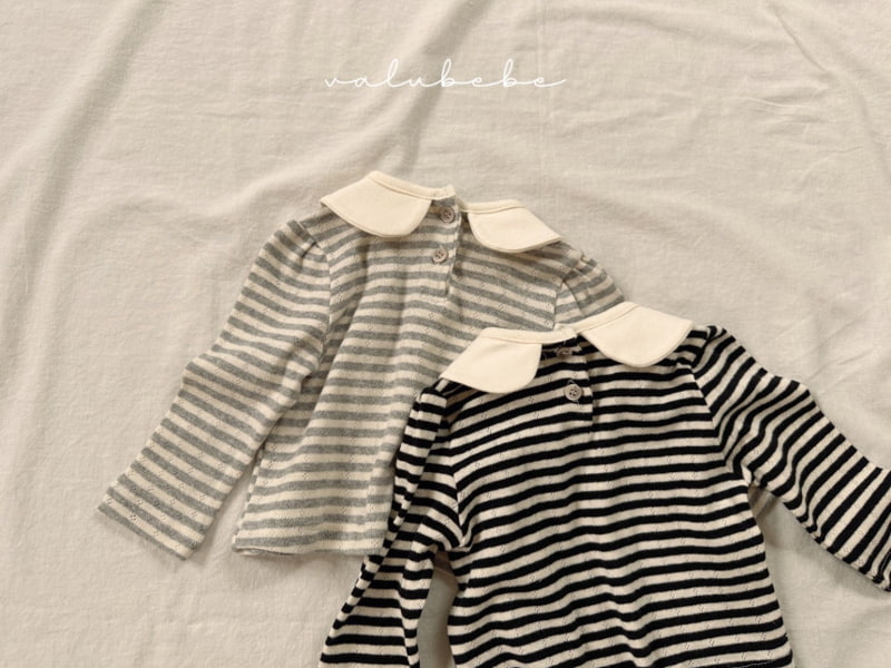 Valu Bebe - Korean Baby Fashion - #babyootd - Bebe Stripe Puff Collar Tee - 12