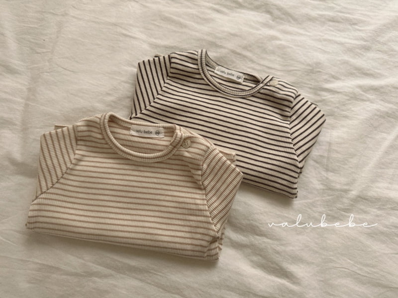 Valu Bebe - Korean Baby Fashion - #babyoutfit - Stripe Button Tee - 3