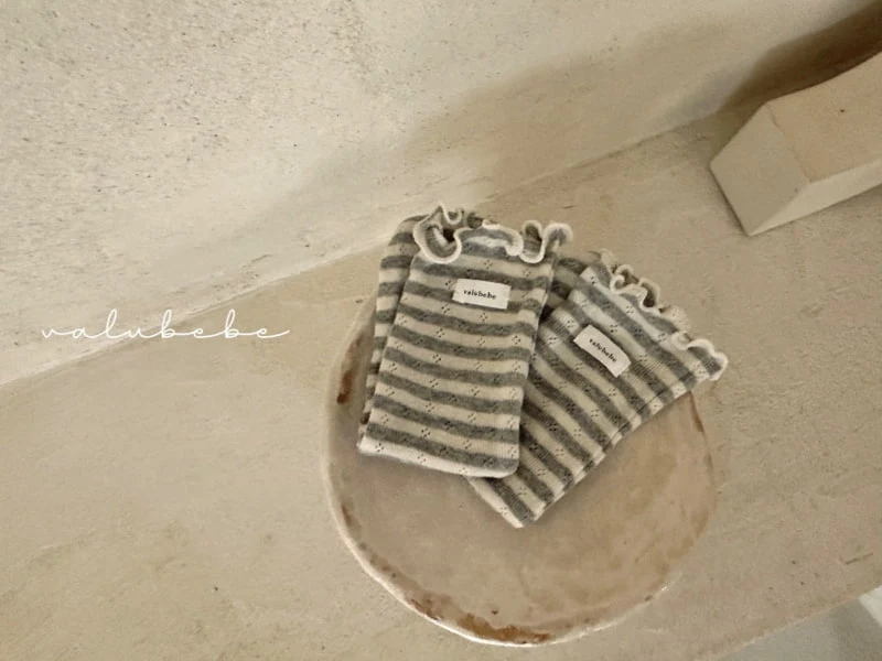 Valu Bebe - Korean Baby Fashion - #babyoutfit - Stripe Roll Up Socks - 9