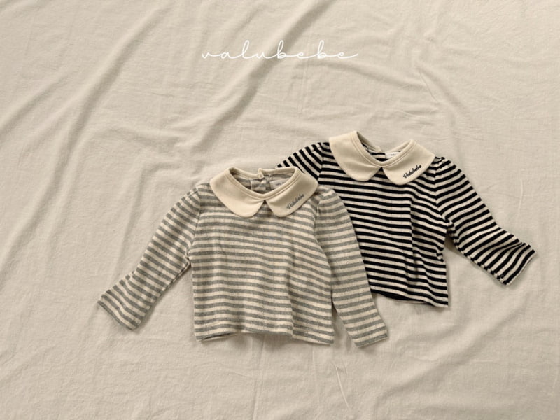 Valu Bebe - Korean Baby Fashion - #onlinebabyshop - Bebe Stripe Puff Collar Tee - 2