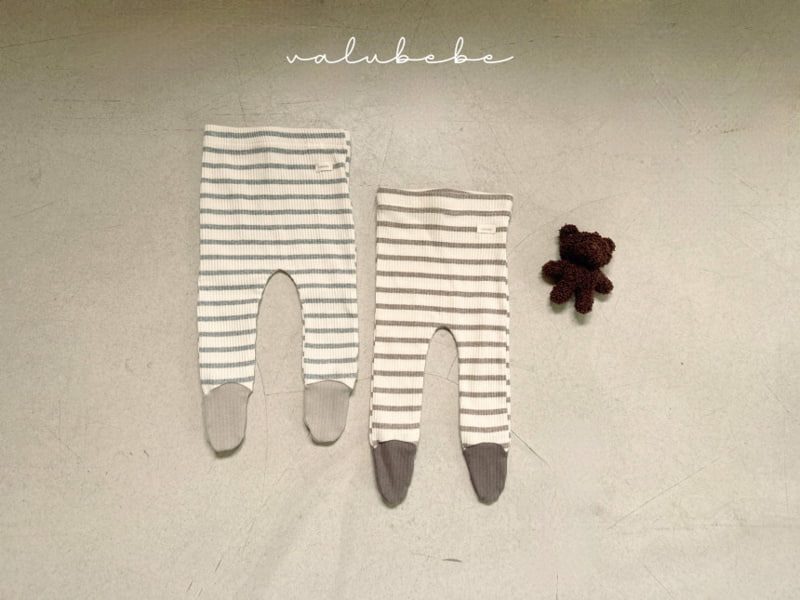 Valu Bebe - Korean Baby Fashion - #onlinebabyshop - Bebe Stripe Foot Leggings - 6