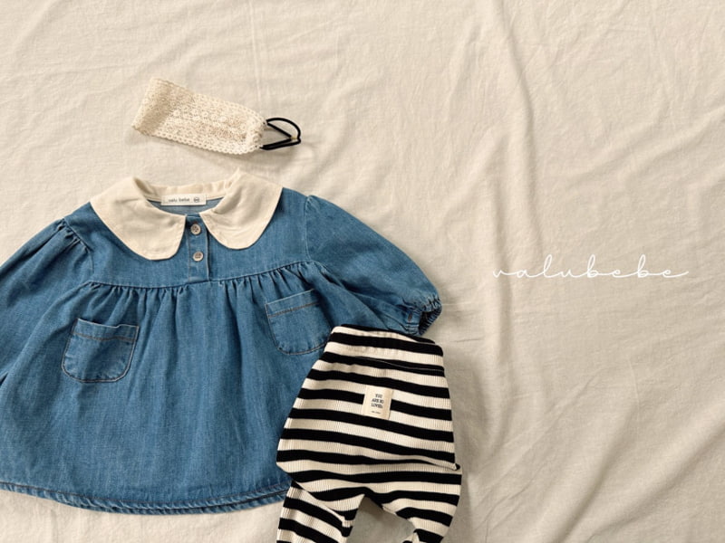 Valu Bebe - Korean Baby Fashion - #onlinebabyshop - Bebe Petit Denim One-piece - 5