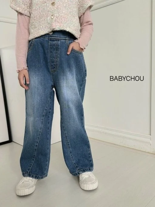 Diagonal Denim Pants